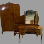 EDWARDIAN THREE PIECE BEDROOM SUITE - mahogany effect, comprising single door wardrobe, 200cms H,
