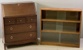 STAG MINSTREL BUREAU, 99cms H, 79cms W, 45cms D and a mid-Century style three shelf bookcase with