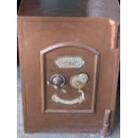 VINTAGE SAFE - labelled for 'Midland Safe Company of Birmingham' with key, 62cms H, 43cms W, 43cms