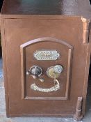 VINTAGE SAFE - labelled for 'Midland Safe Company of Birmingham' with key, 62cms H, 43cms W, 43cms