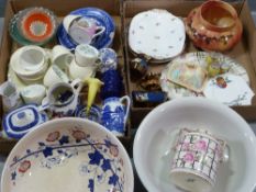 WASH BASIN SET BOWLS (2), blue and white china and a large assortment of other china, pottery, ETC