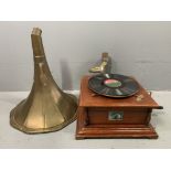 WIND-UP GRAMOPHONE by His Master's Voice with yellow metal horn