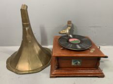 WIND-UP GRAMOPHONE by His Master's Voice with yellow metal horn