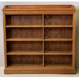 ANTIQUE MAHOGANY BOOKCASE with five shelves, railback to the top, 122cms H, 138cms W, 25cms D