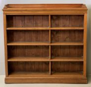 ANTIQUE MAHOGANY BOOKCASE with five shelves, railback to the top, 122cms H, 138cms W, 25cms D