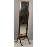 MAHOGANY CHEVAL MIRROR, 159cms H