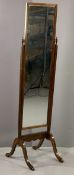 MAHOGANY CHEVAL MIRROR, 159cms H