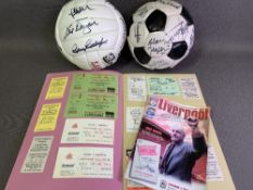 FOOTBALL INTEREST - two autographed leather footballs, signed by Liverpool football teams and