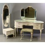 FRENCH PROVINCIAL STYLE BEDROOM FURNITURE - kidney shaped dressing table, 140cms H, 130cms W,