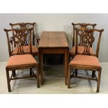 ANTIQUE OAK DINING TABLE - drop leaf, on tapered supports, 73cms H, 144cms W (open), 106cms D and