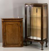 BOW FRONTED CHINA CABINET - single glazed door and inner glass shelves, on ball and claw feet,