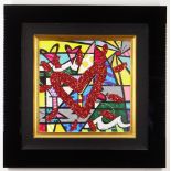 ROMERO BRITTO diamond dust and oil pen on digital canvas print - entitled verso 'Bright',