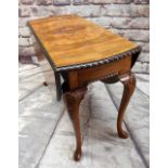 QUEEN ANNE-STYLE WALNUT & ROSEWOOD DROP FLAP TABLE, gadroon moulded oval top on shell carved