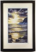 ANDREW BAILEY watercolour - Marloes Sands Storm Light, signed and dated 2017, titled on mount,