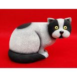 DOUG HYDE limited edition (223/295) cold cast sculpture - 'Bright Eyes', a seated cat, 21cms long