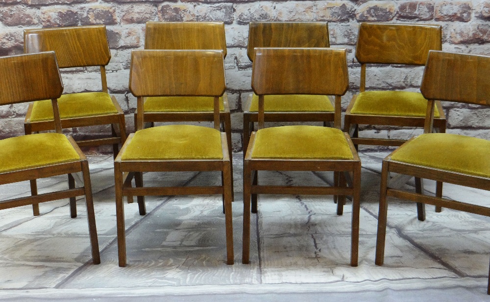 BEN OF FROME: EIGHT MID-CENTURY STAINED BEECH LOUNGE CHAIRS, with bent plywood tablet backs, mustard - Image 3 of 4