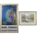 MARC CHAGALL colour lithograph Galerie Nierendorf (Berlin) exhibition poster for 24 Nov 1980 - 17