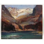 LEONARD RICHMOND (1889-1965) oil on canvas - Canadian mountainous landscape, 'Lake O'Hara',