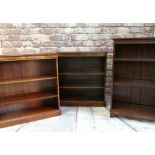 THREE MODERN GEORGIAN-STYLE DWARF BOOKCASES, including a pair with moulded tops and adjustable