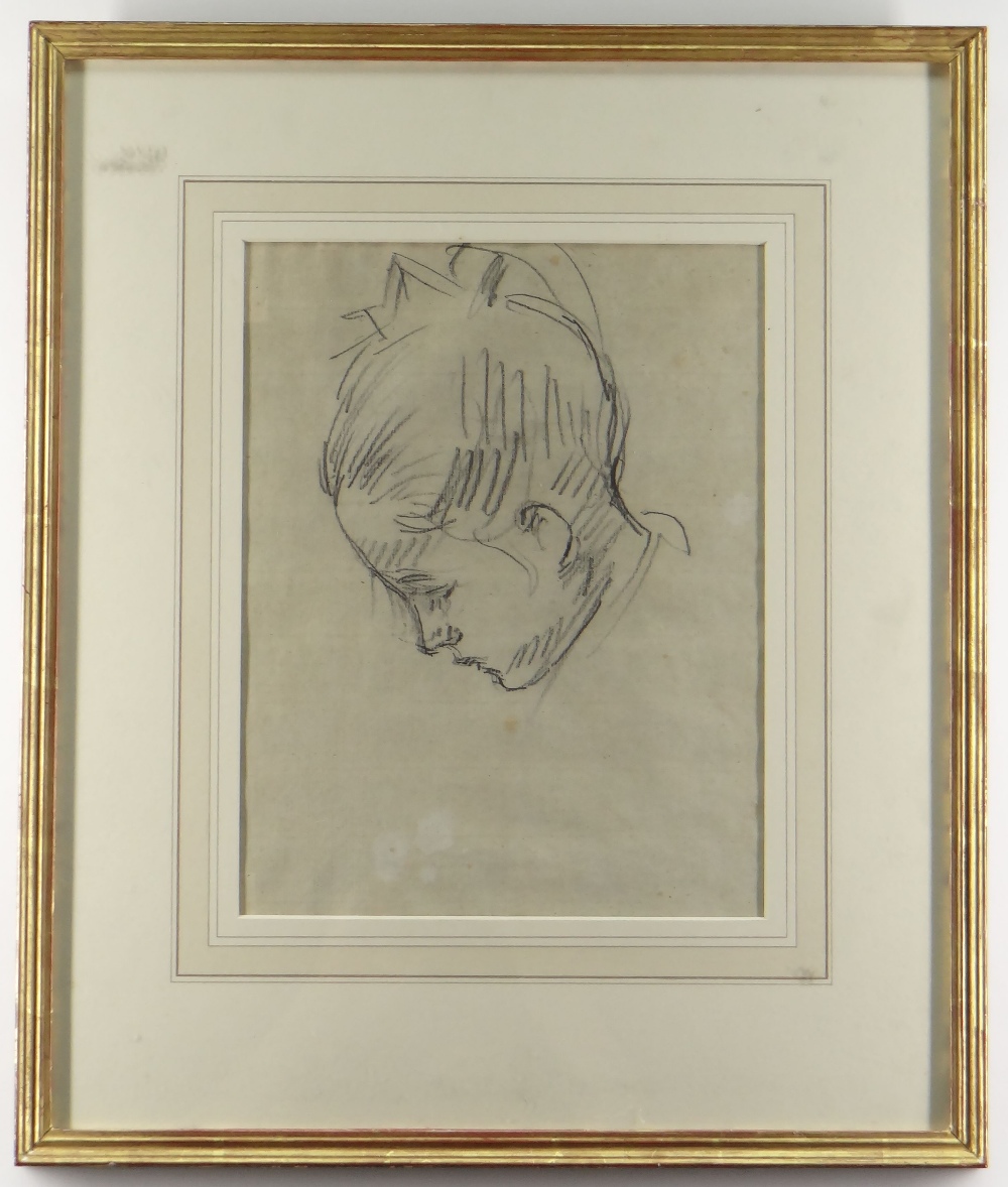 TWO WORKS BY EDWIN JOHN (1905-1978) comprising watercolour of a head of a young woman, signed & - Image 3 of 5