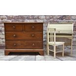 VINTAGE OAK FOUR-DRAWER CHEST, 107 x 45 x 89cms, together with VINTAGE CHILD'S BUREAU & CHAIR, 68