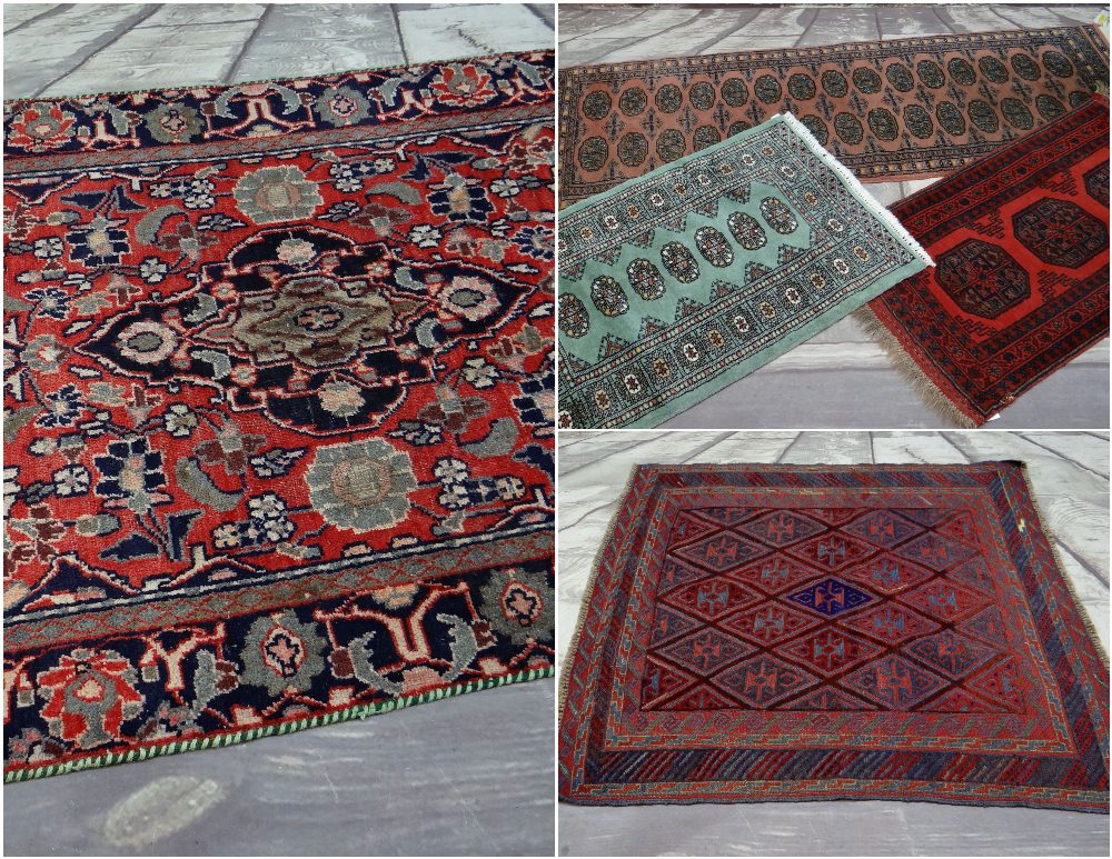 FIVE ASSORTED ORIENTAL RUGS, including floral medallion rug, 180 x 115cms, Caucasian lozenge