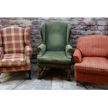 THREE EASY ARMCHAIRS, including a Howard-style chair with Laura Ashley checkered upholstery and