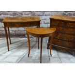 THREE ITEMS OF REPRODUCTION OCCASIONAL FURNITURE, comprising small 'Reprodux' yew demilune side