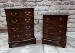 TWO SMALL REPRODUCTION MAHOGANY CHESTS, each fitted with four drawers, one serpentine, the other