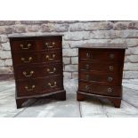 TWO SMALL REPRODUCTION MAHOGANY CHESTS, each fitted with four drawers, one serpentine, the other