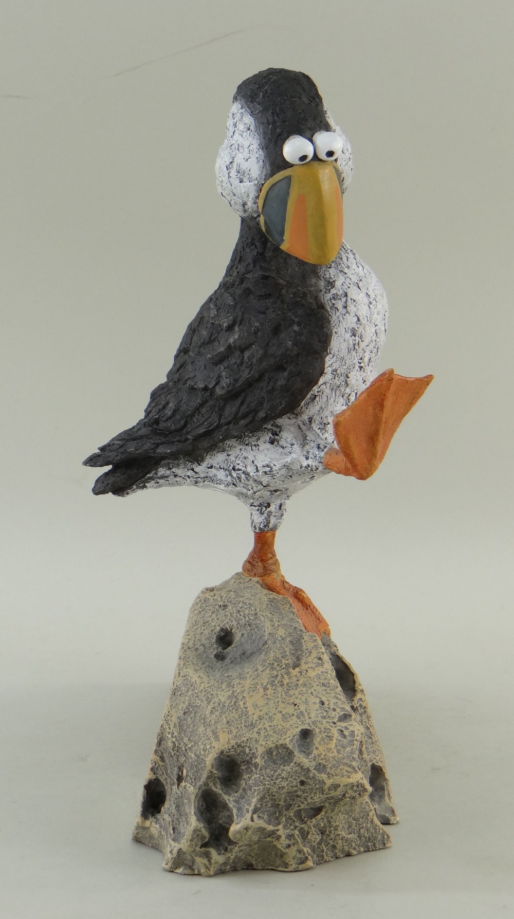 REBECCA LARDNER limited edition (250/495) cold cast sculpture - 'Rock Star', puffin on a rock, 26. - Image 2 of 4