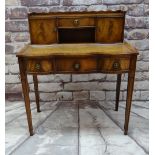 REPRODUCTION MAHOGANY BONHEUR DU JOUR, with cupboard and drawer superstructure, leather inset