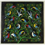 TINGATINGA SCHOOL acrylic on canvas - Birds in Branches, bears signature 'Saidi', 57 x 59cms