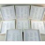 SET FRAMED FRENCH POETRY, modern blue-printed text in white box frames, frames 31 x 47cms (8)
