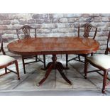 MODERN STAG GEORGIAN -STYLE MAHOGANY CROSSBANDED PEDESTAL DINING TABLE & FOUR SHIELD-BACK DINING