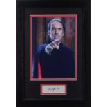 FRAMED AUTOGRAPH OF CHRISTOPHER LEE (Actor), together with promotional photograph, framed with