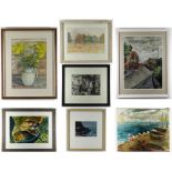 GROUP OF SEVEN PAINTINGS from the collection of Welsh artist, the late Glyn Griffiths, two sketches,