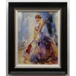 ANNA RAZUMOVSKAYA hand embellished limited edition (4/195) giclee on canvasboard - 'Flirting with