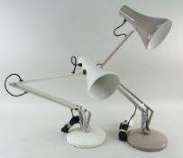 TWO RETRO 'ANGLEPOISE LIGHTING' TABLE LAMPS, in cream and in mushroom finishes, one with label (2)