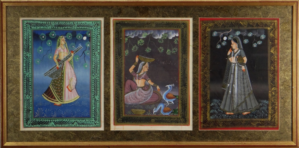 ASSORTED MODERN MUGHAL SCHOOL & OTHER PAINTINGS, comprising six gouache on linen - depicting - Image 6 of 12