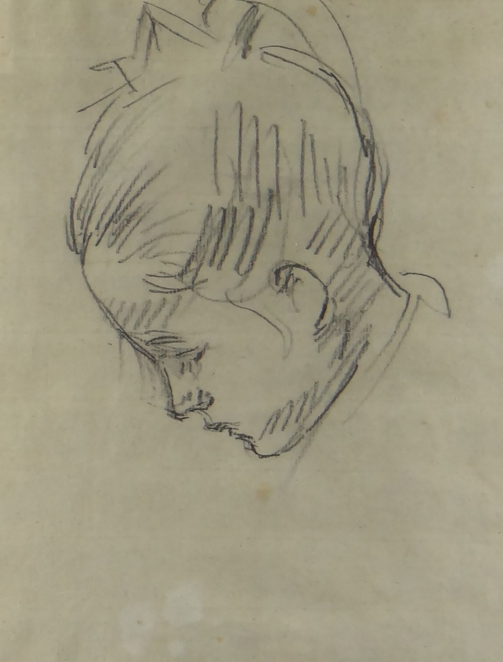 TWO WORKS BY EDWIN JOHN (1905-1978) comprising watercolour of a head of a young woman, signed & - Image 2 of 5