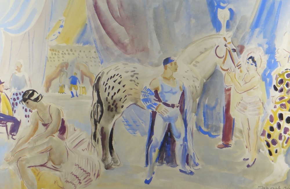 D. M. MOORE watercolour - Circus Horse, homage to Dame Laura Knight, signed and dated 1946 in