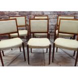 SET OF SIX MID-CENTURY SWEDISH SVEGARDS MARKAYRD DINING CHAIRS with pale gold woven stuff-over seats