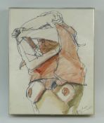 PHILIP MUIRDEN pencil and wash - female nude removing a sweater, signed in pencil 25 x 20cms,