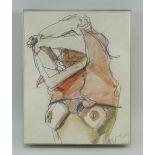 PHILIP MUIRDEN pencil and wash - female nude removing a sweater, signed in pencil 25 x 20cms,