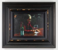 FABIAN PEREZ limited edition (22/150) giclee on canvasboard -entitled verso 'Man at Bar VII', signed