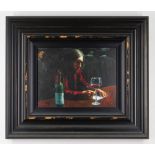 FABIAN PEREZ limited edition (22/150) giclee on canvasboard -entitled verso 'Man at Bar VII', signed