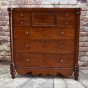 SCOTTISH VICTORIAN WALNUT CHEST, fitted central 'secret' drawer, three short and three graduated