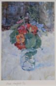 DIANA ARMFIELD (b. 1920) limited edition (33/50) colour print - still life of geraniums, signed