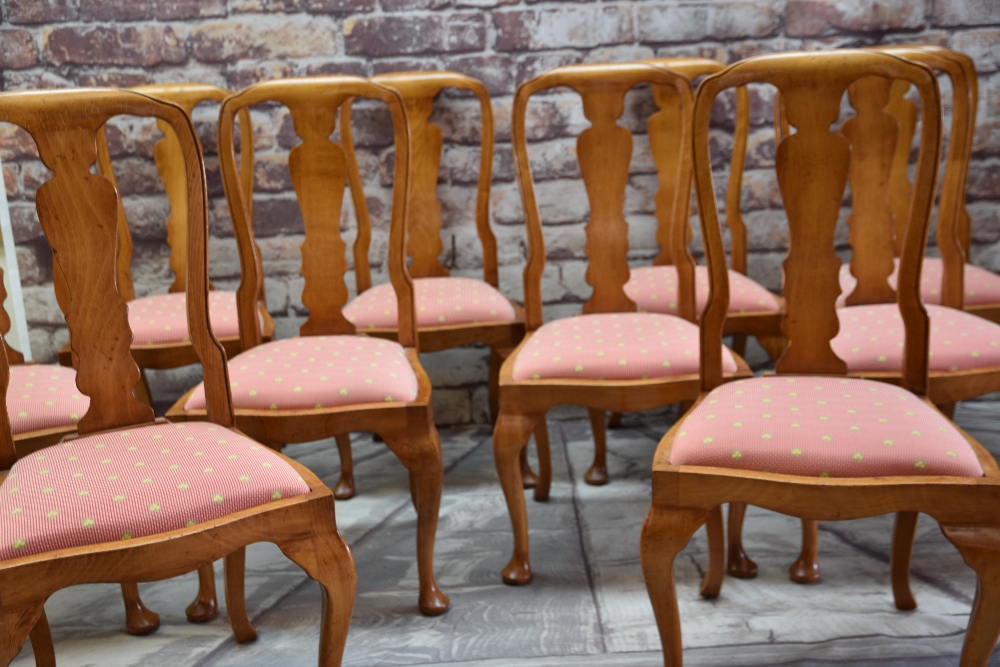 LARGE MODERN FRUITWOOD CIRCULAR DINING TABLE & SET TEN BEECH DINING CHAIRS, table with cabriole legs - Image 6 of 6